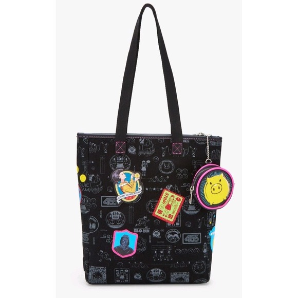 Handbags - NEW Squid Game Patches Patchwork Bag With Piggy Bank Coin Purse Bag‎
